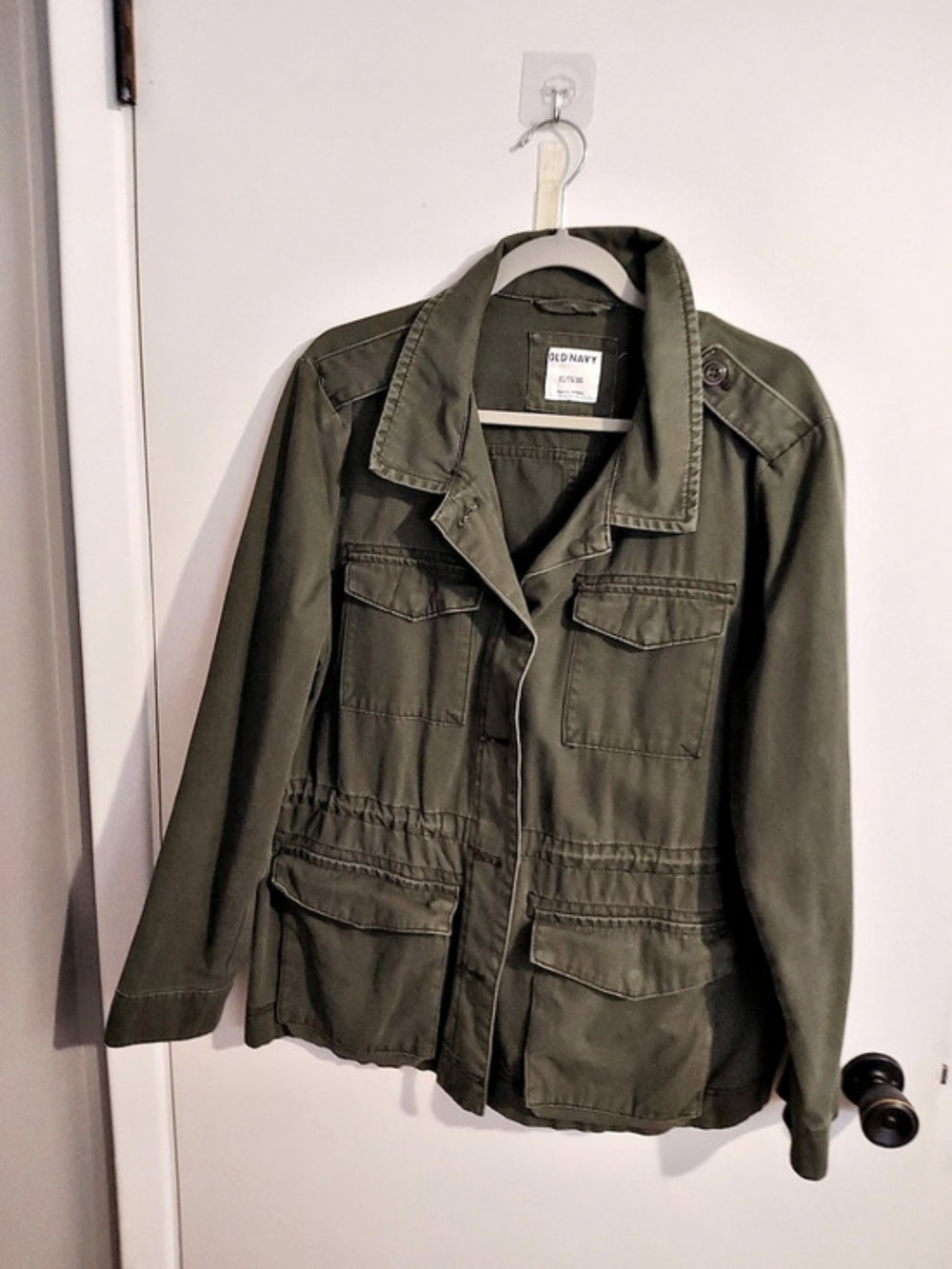 Old Navy Cinched-Waist Twill Utility Jacket Green XL